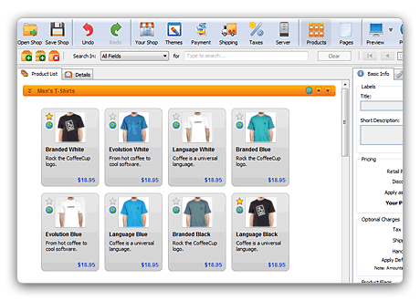 Design a customized Web shop with CoffeeCup Shopping Cart Creator.