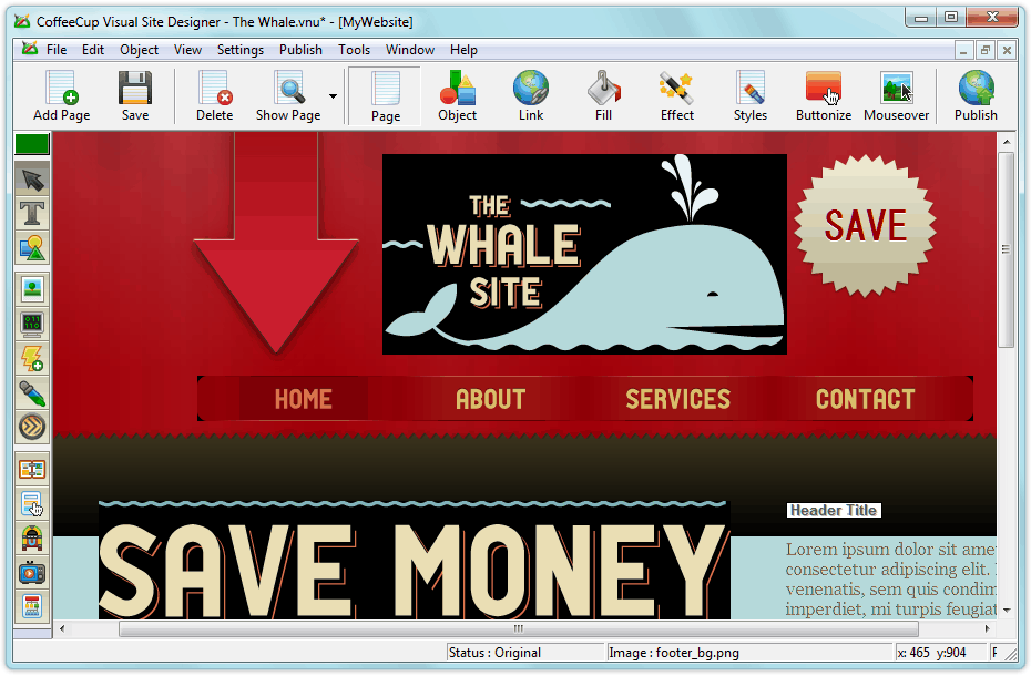 Screenshot for CoffeeCup VisualSite Designer 7.0.26