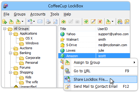 CoffeeCup LockBox screen shot