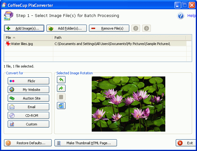 Screenshot for CoffeeCup PixConverter 4.0