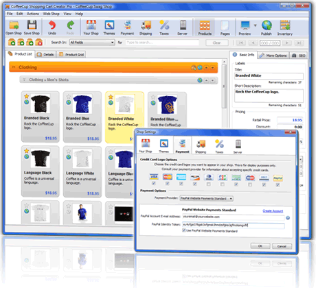 Design a professional online store with CoffeeCup Shopping Cart Creator Pro.