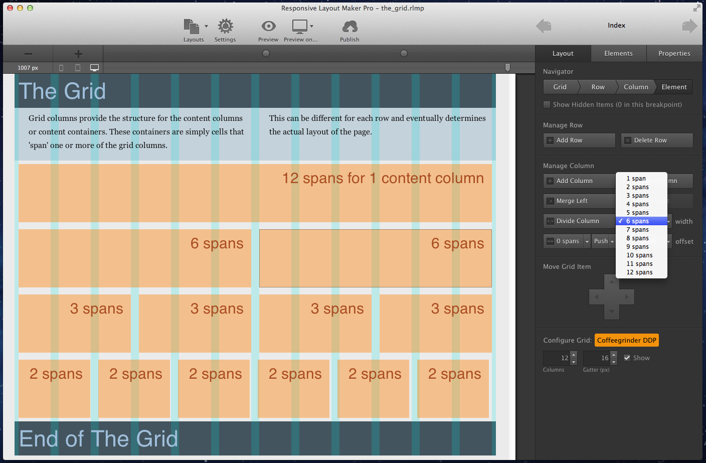 Responsive Layout Maker uses a grid system