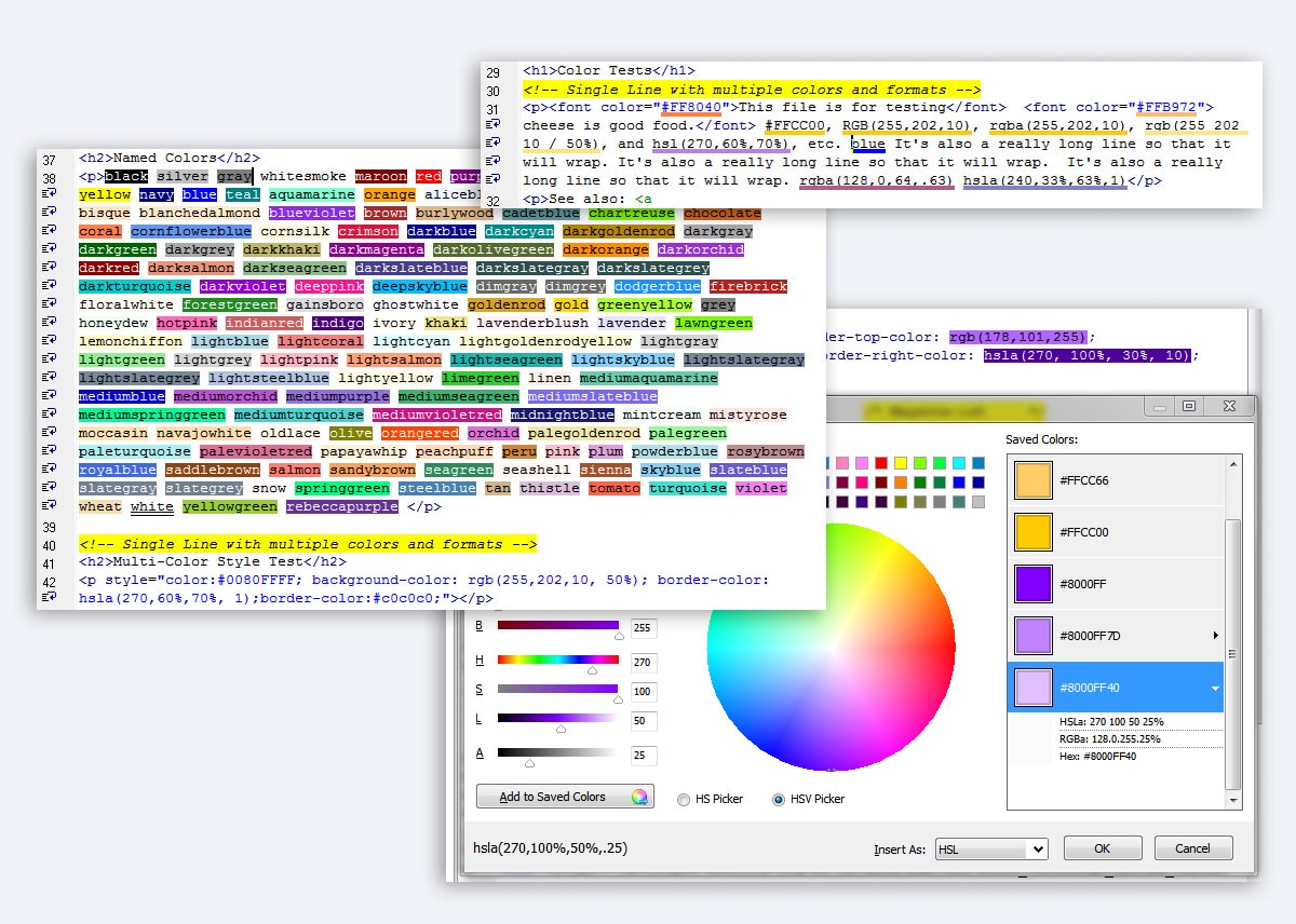 Html editor colors workflow