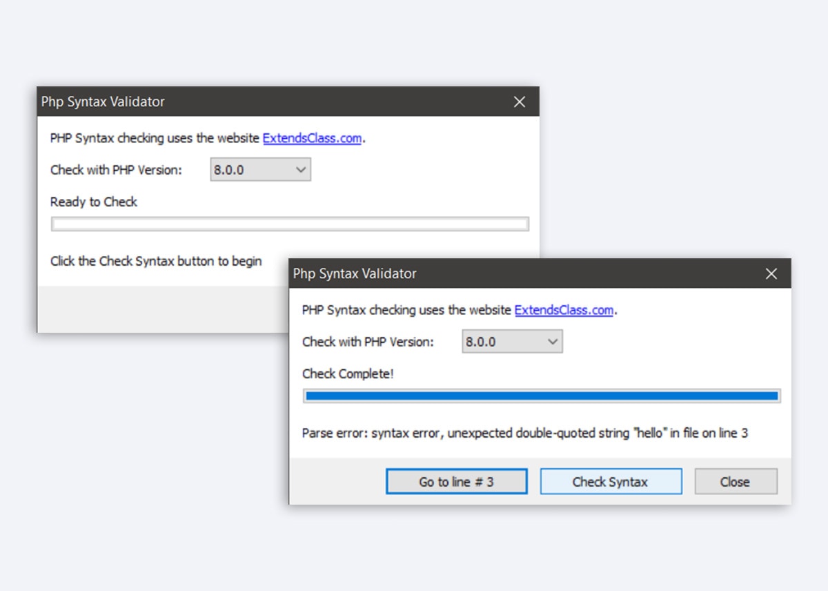 Built-in PHP syntax checking