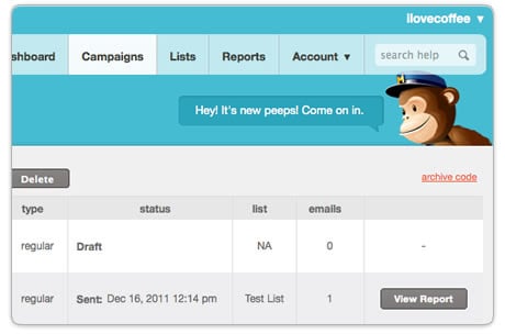 MailChimp Site Campaigns