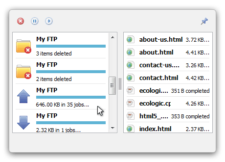 FTP Activity Pane