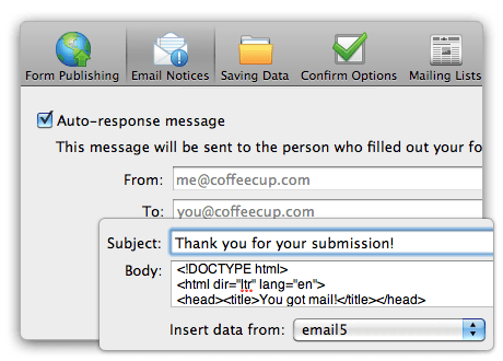 Set Up Mailing Messages